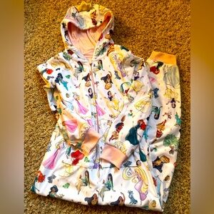 Disney store Princess pajamas size 8 with crown and zip up one piece cozy